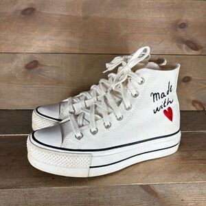 converse all star lift womens size 6 shoe white made with love platform sneaker
